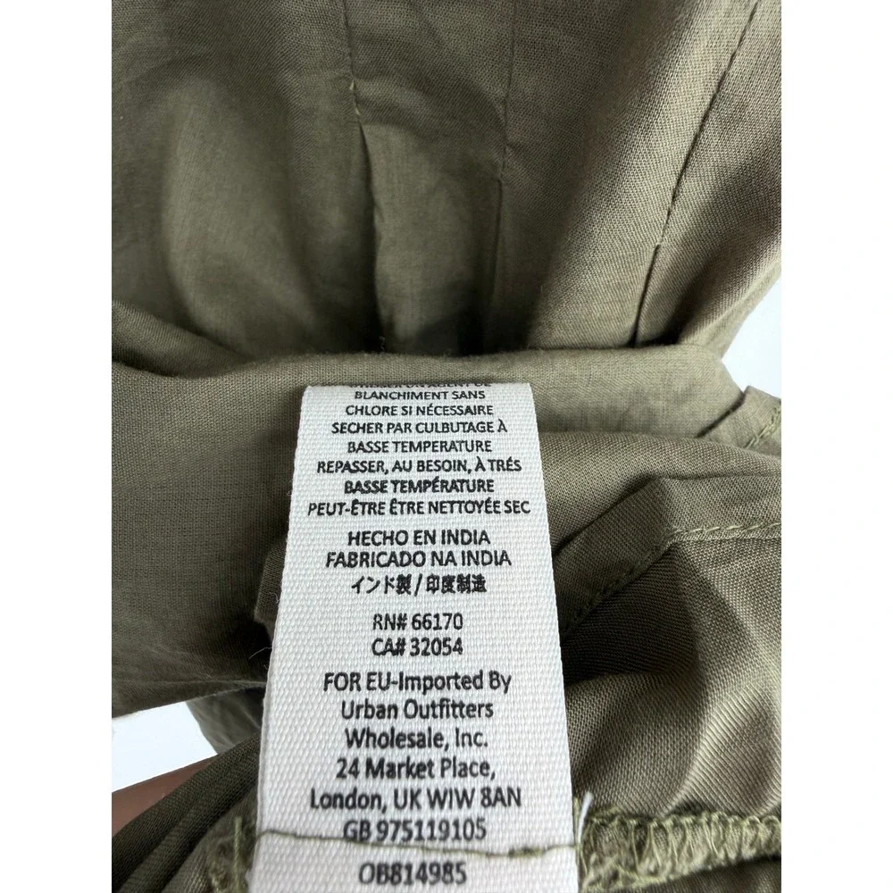 Free People Olive Green Cotton Notch Lapel Dolman Pleated Mini Dress XS OB814985